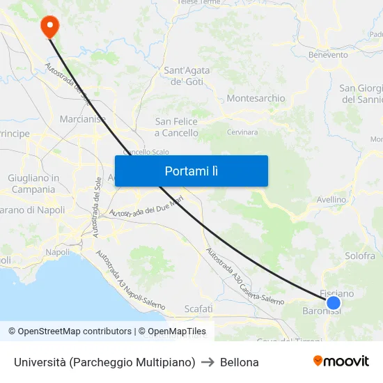 Università (Parcheggio Multipiano) to Bellona map