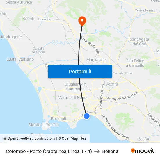 Colombo - Porto (Capolinea Linea 1 - 4) to Bellona map