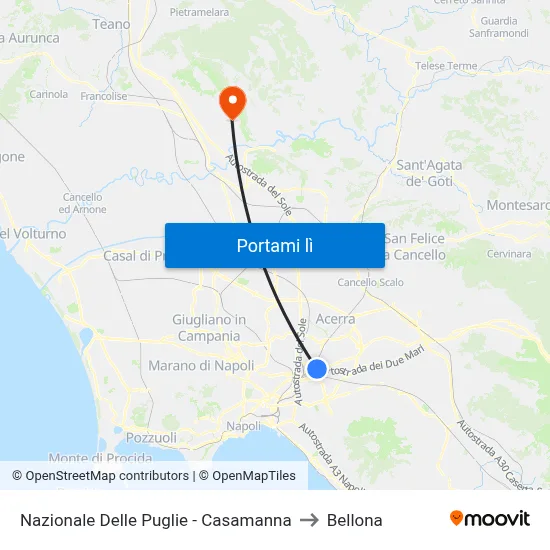 Nazionale Delle Puglie - Casamanna to Bellona map