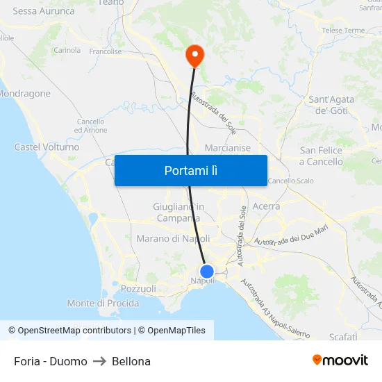 Foria - Duomo to Bellona map