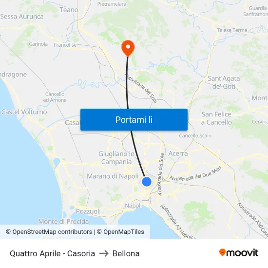 Quattro Aprile - Casoria to Bellona map