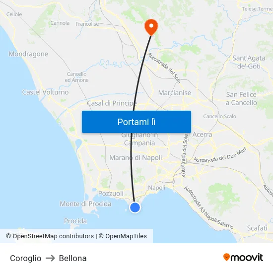 Coroglio to Bellona map