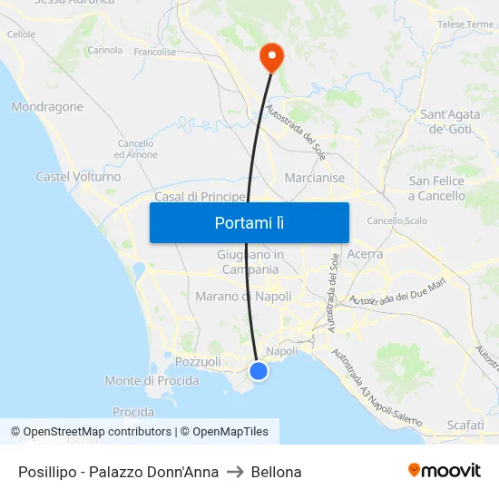 Posillipo - Palazzo Donn'Anna to Bellona map
