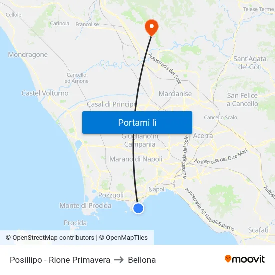 Posillipo - Rione Primavera to Bellona map