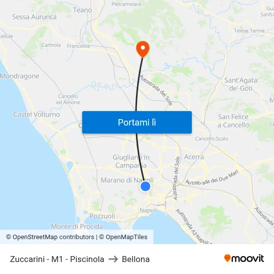 Zuccarini - M1 - Piscinola to Bellona map