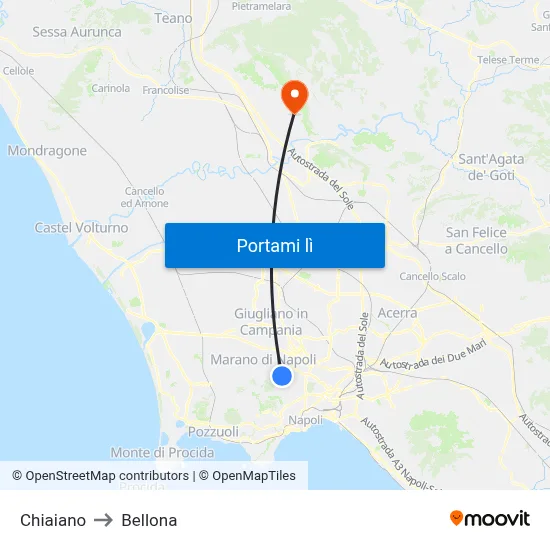 Chiaiano to Bellona map