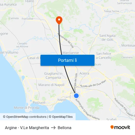 Argine - V.Le Margherita to Bellona map