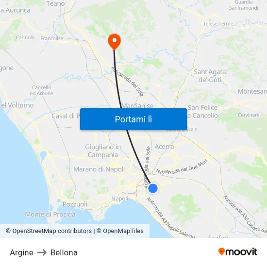 Argine to Bellona map