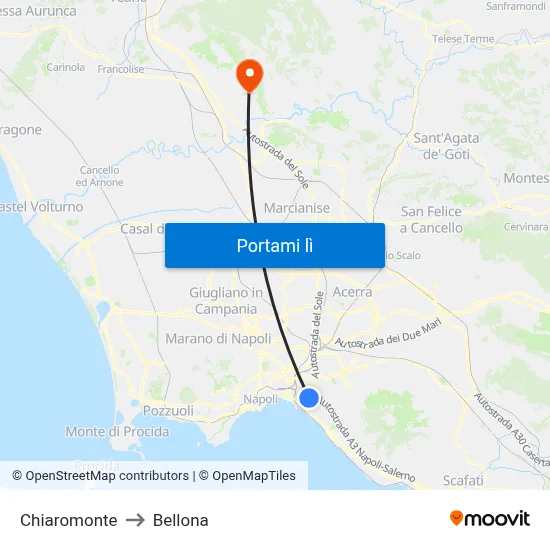 Chiaromonte to Bellona map