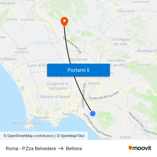 Roma - P.Zza Belvedere to Bellona map