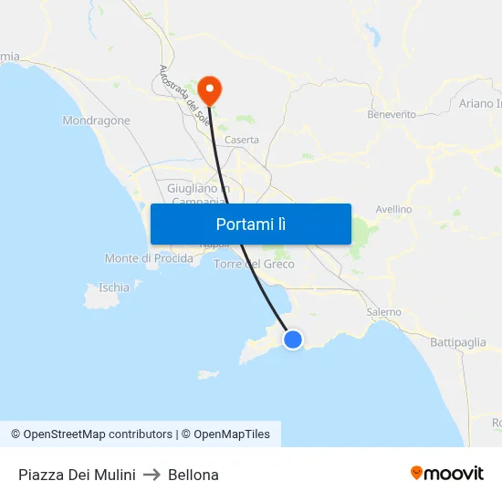 Piazza Dei Mulini to Bellona map