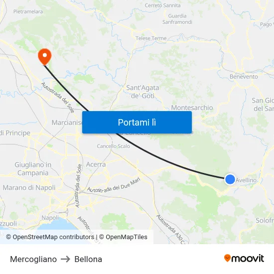 Mercogliano to Bellona map