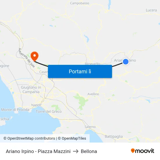 Ariano Irpino - Piazza Mazzini to Bellona map