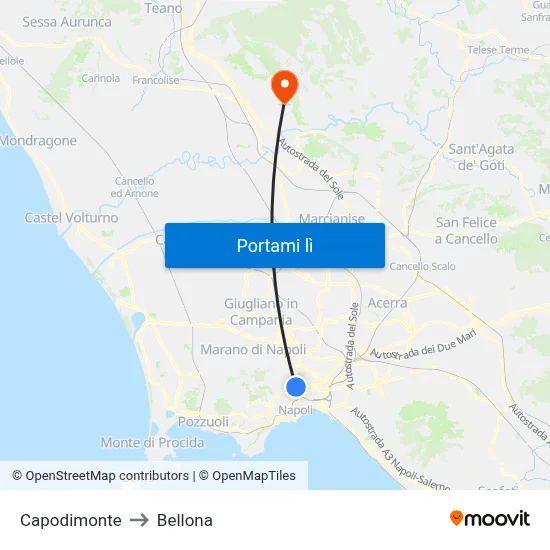Capodimonte to Bellona map