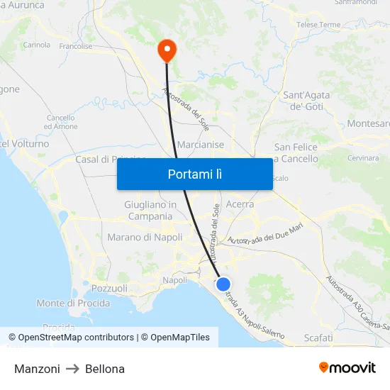Manzoni to Bellona map