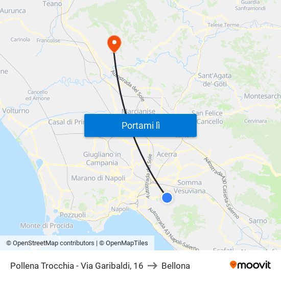 Pollena Trocchia - Via Garibaldi, 16 to Bellona map