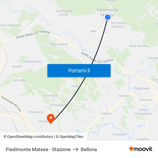 Piedimonte Matese - Stazione to Bellona map