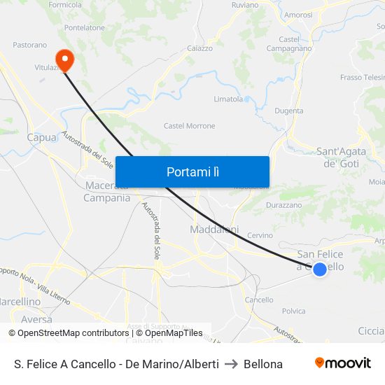 S. Felice A Cancello - De Marino/Alberti to Bellona map