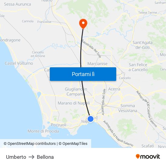 Umberto to Bellona map