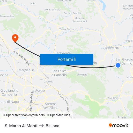 S. Marco Ai Monti to Bellona map
