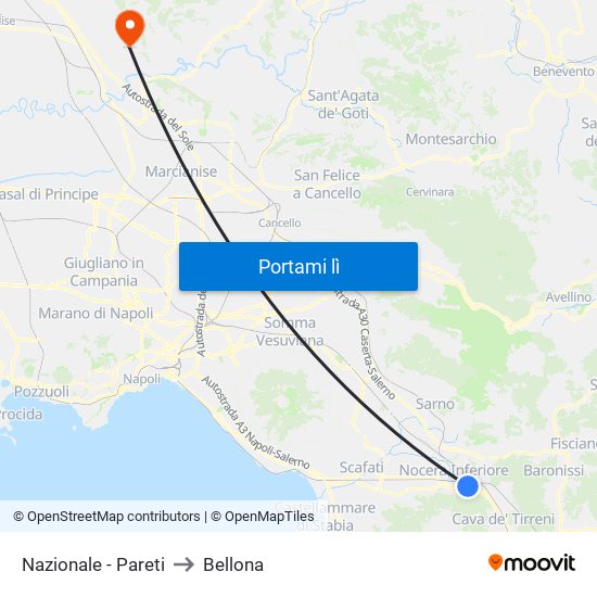 Nazionale - Pareti to Bellona map