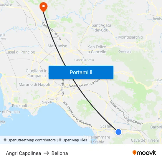 Angri Capolinea to Bellona map