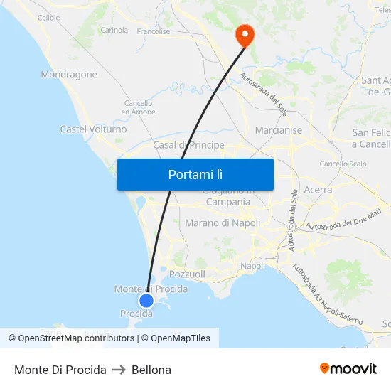 Monte Di Procida to Bellona map