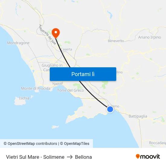 Vietri Sul Mare - Solimene to Bellona map