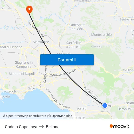 Codola Capolinea to Bellona map