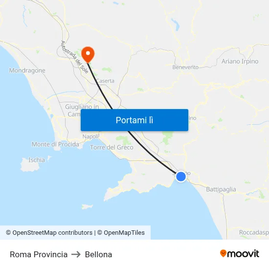 Roma Provincia to Bellona map