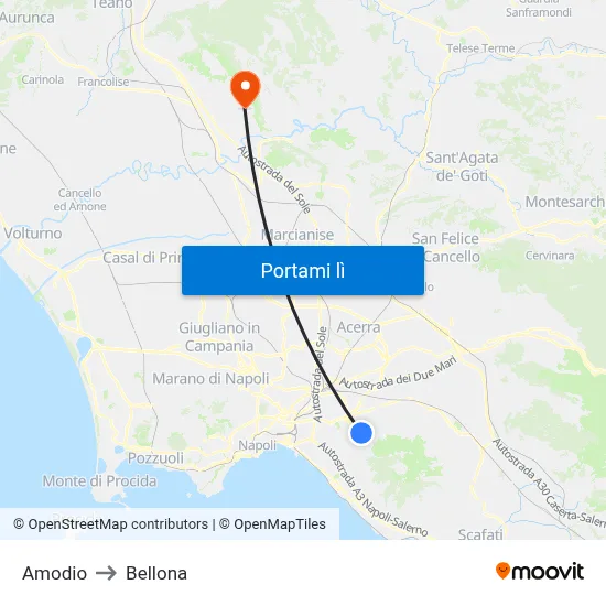 Amodio to Bellona map