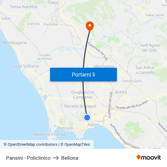 Pansini - Policlinico to Bellona map