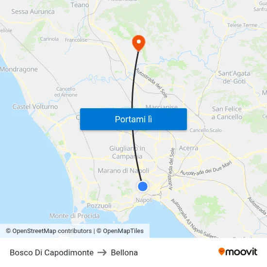Bosco Di Capodimonte to Bellona map