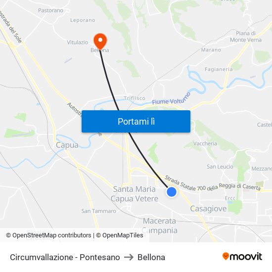 Circumvallazione - Pontesano to Bellona map