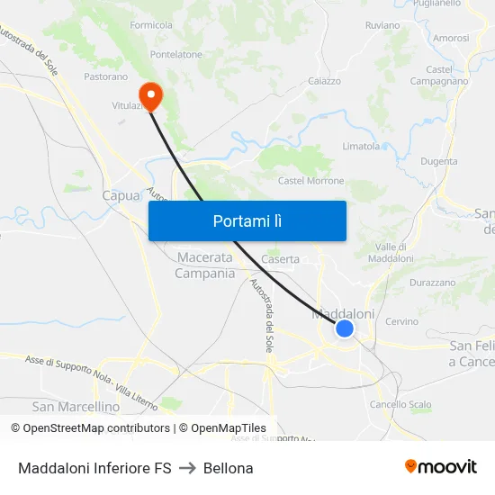 Maddaloni Inferiore FS to Bellona map