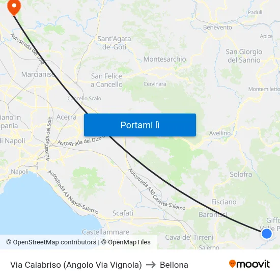 Via Calabriso (Angolo Via Vignola) to Bellona map