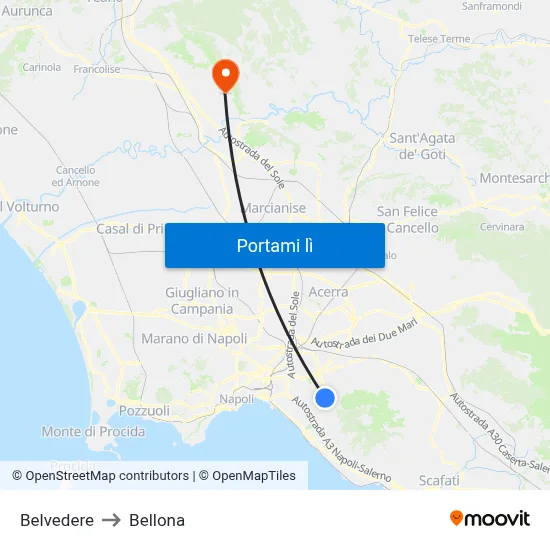 Belvedere to Bellona map
