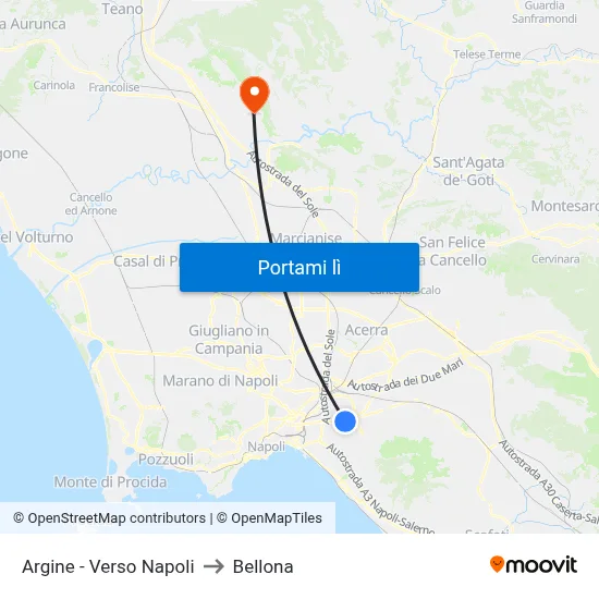 Argine - Verso Napoli to Bellona map