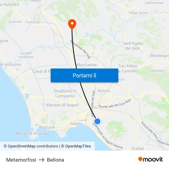 Metamorfosi to Bellona map