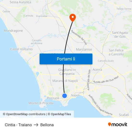 Cintia - Traiano to Bellona map