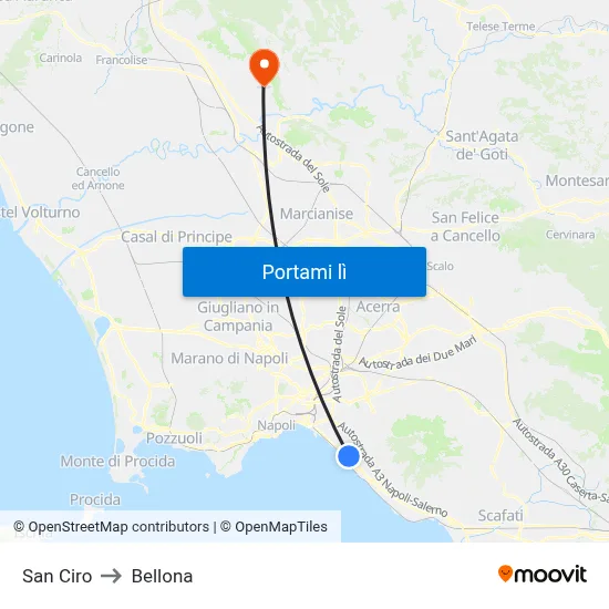 San Ciro to Bellona map