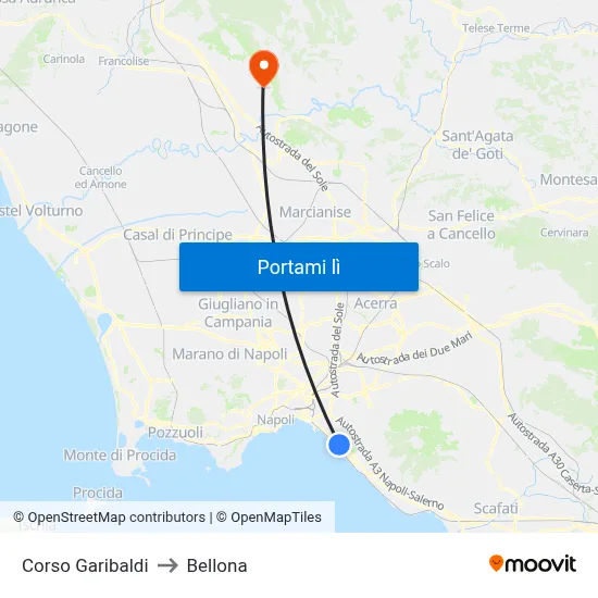 Corso Garibaldi to Bellona map