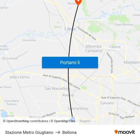 Stazione Metro Giugliano to Bellona map