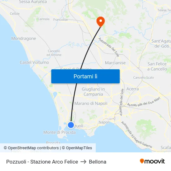 Pozzuoli - Stazione Arco Felice to Bellona map