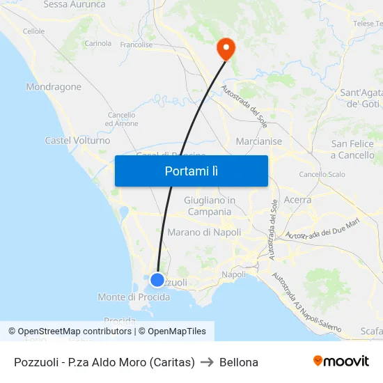 Pozzuoli - P.za Aldo Moro (Caritas) to Bellona map