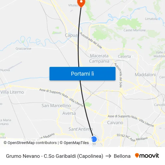 Grumo Nevano - C.So Garibaldi (Capolinea) to Bellona map