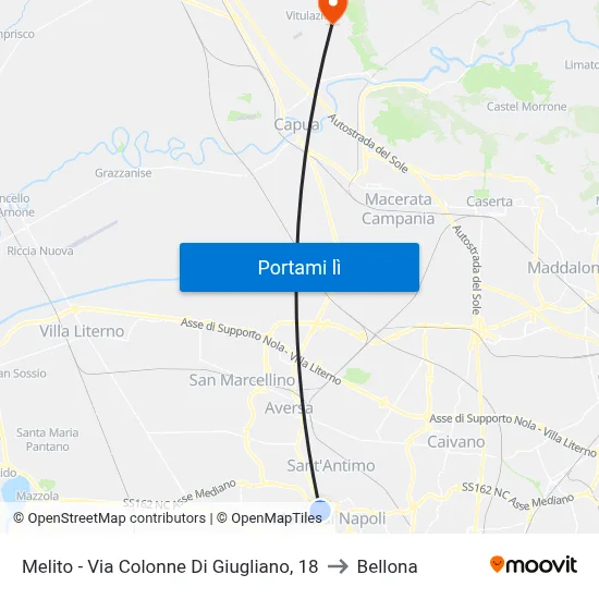 Melito - Via Colonne Di Giugliano, 18 to Bellona map
