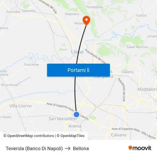 Teverola (Banco Di Napoli) to Bellona map