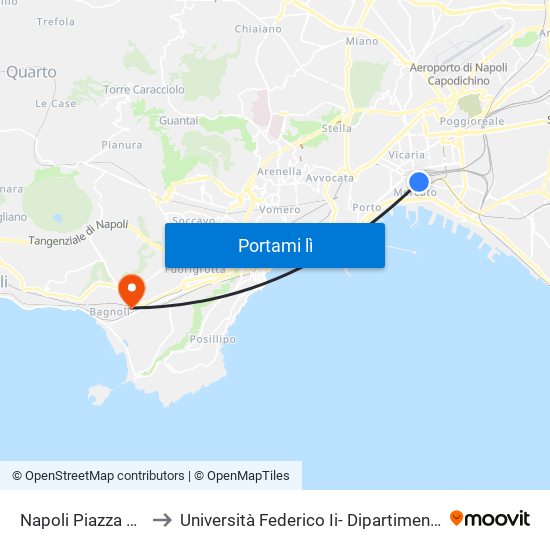 Napoli Piazza Garibaldi to Università Federico Ii- Dipartimenti Di Ingegneria map