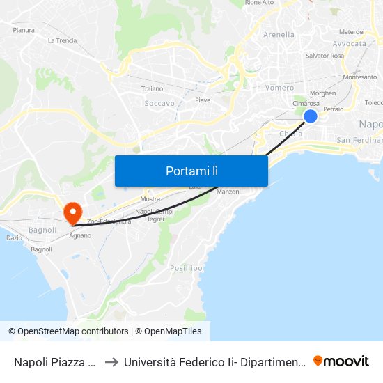 Napoli Piazza Amedeo to Università Federico Ii- Dipartimenti Di Ingegneria map